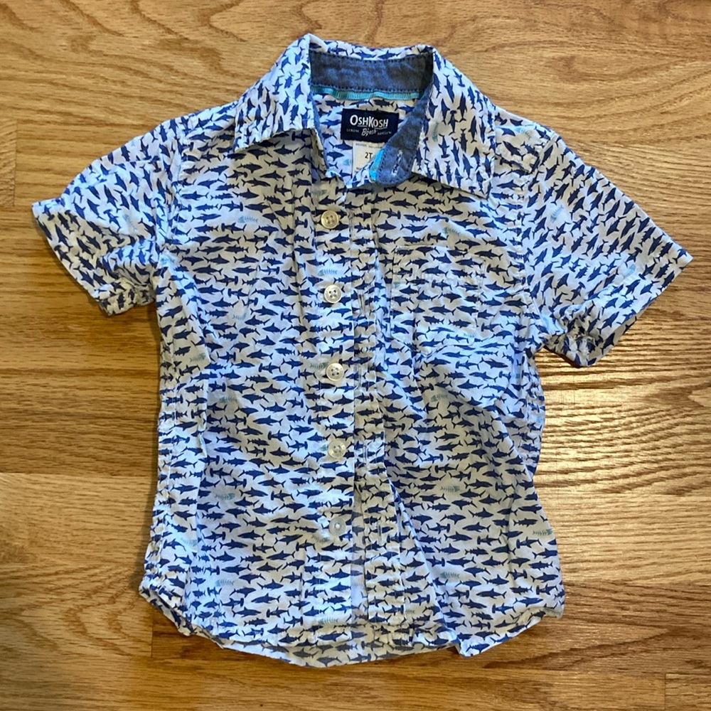 Osh Kosh 2T shark print button down